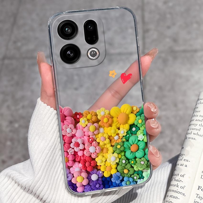 Suitable For Oppo Find X9 X7 X5 Pro X3 X2 Reno11 12 Pro Phone Cover Cute Panda Rabbit Pattern Transparent TPU Dustproof Protective Case For Oppo Shell