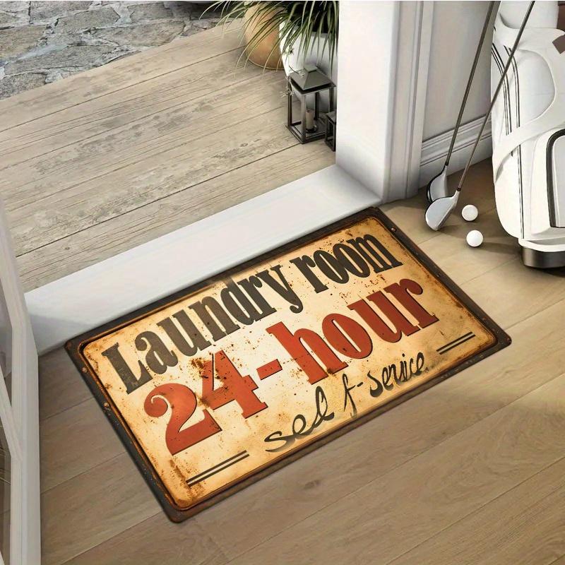 Vintage Sign Style Doormat "Laundry Room" Printed Polyester Machine Washable Entrance Floor Mat 80x50cm