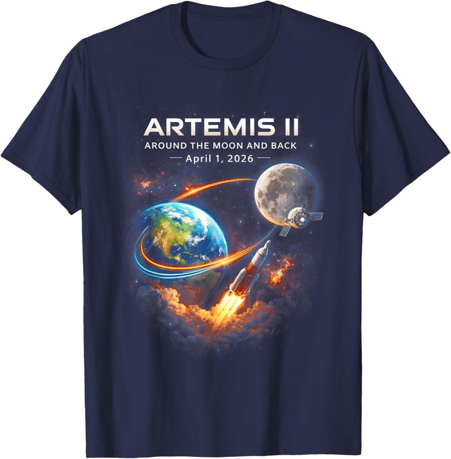 Artemis II Rocket Space Launch Back to The Moon Mission 2026 Unisex T-Shirt S разноцветный