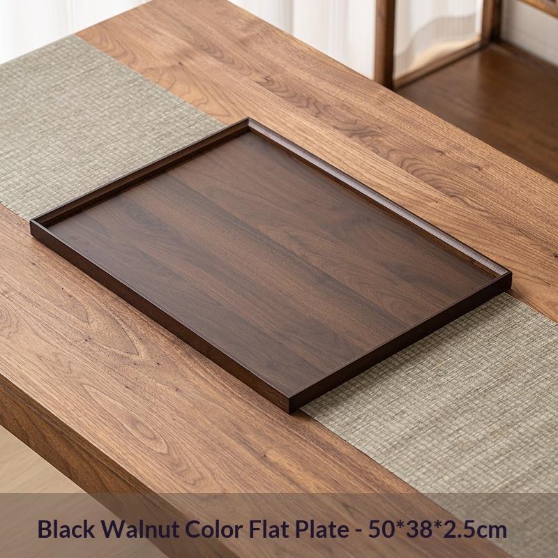 Multipurpose Rectangular Bamboo Serving Tray Walnut Color Solid Wooden Tray for Fruit Snack Jewelry Display Decor