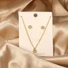 Cubic Zirconia Necklaces Zircon Sets For Women Tiny Stainless Steel Gold Plated Pendant Necklaces And Earrings Sets Wedding