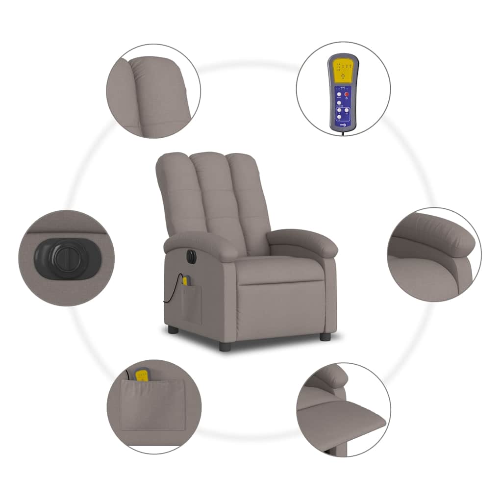 Electric Massage Chair Taupe Fabric