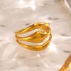  Minimalist Smooth Three-layer Stainless Steel Metal Ring 2024 18K PVD Plated Golden Jewelry Water Resistant New