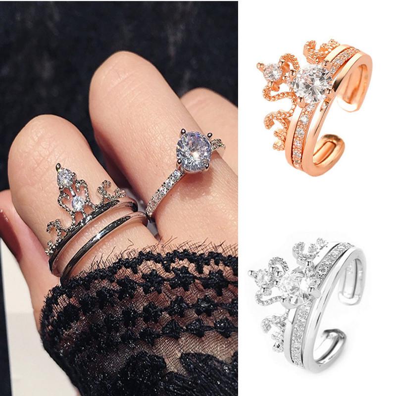 

Stylish Two-Piece Detachable Crown Ring Set for Women Adjustable