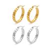 Titanium Steel K Furnace Real Gold Electroplating Thick Round Twist Circle Earrings Light Luxury Personality Temperament Versatile Ear Buckle Earrings