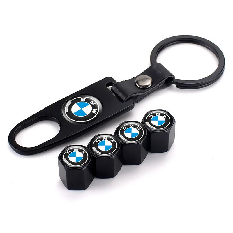 VOQO2 4Pcs Car Tire Valve Dust Caps With Car Badge Key Rings Keychain For BMW E53 E70 E71 E72 E83 X1 X2 X3 X4 X5 X6 X7 E84 F48 F49 F39