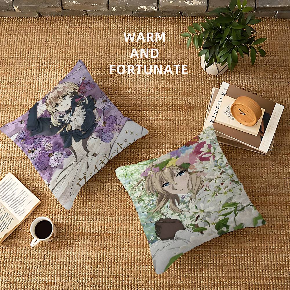Anime Violet Evergarden 45*45cm Cushion Cover Pillow Cover Decor Pillowcase Home Pillowcase For Couch Pillow