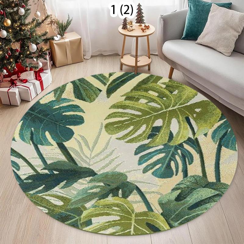 

Plant Round Area Rug Monstera Palm Leaf Print Non-slip Decorative Carpet Warm Comfortable Floor Mat for Living Room Bedroom 80cm x 80cm