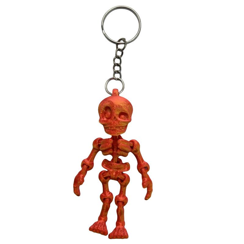 3D Printed Skeleton Keychain Pendant Joint Mobility Skeleton Stress Relief Toys Desktop Ornament Craft For Kid Halloween Gift
