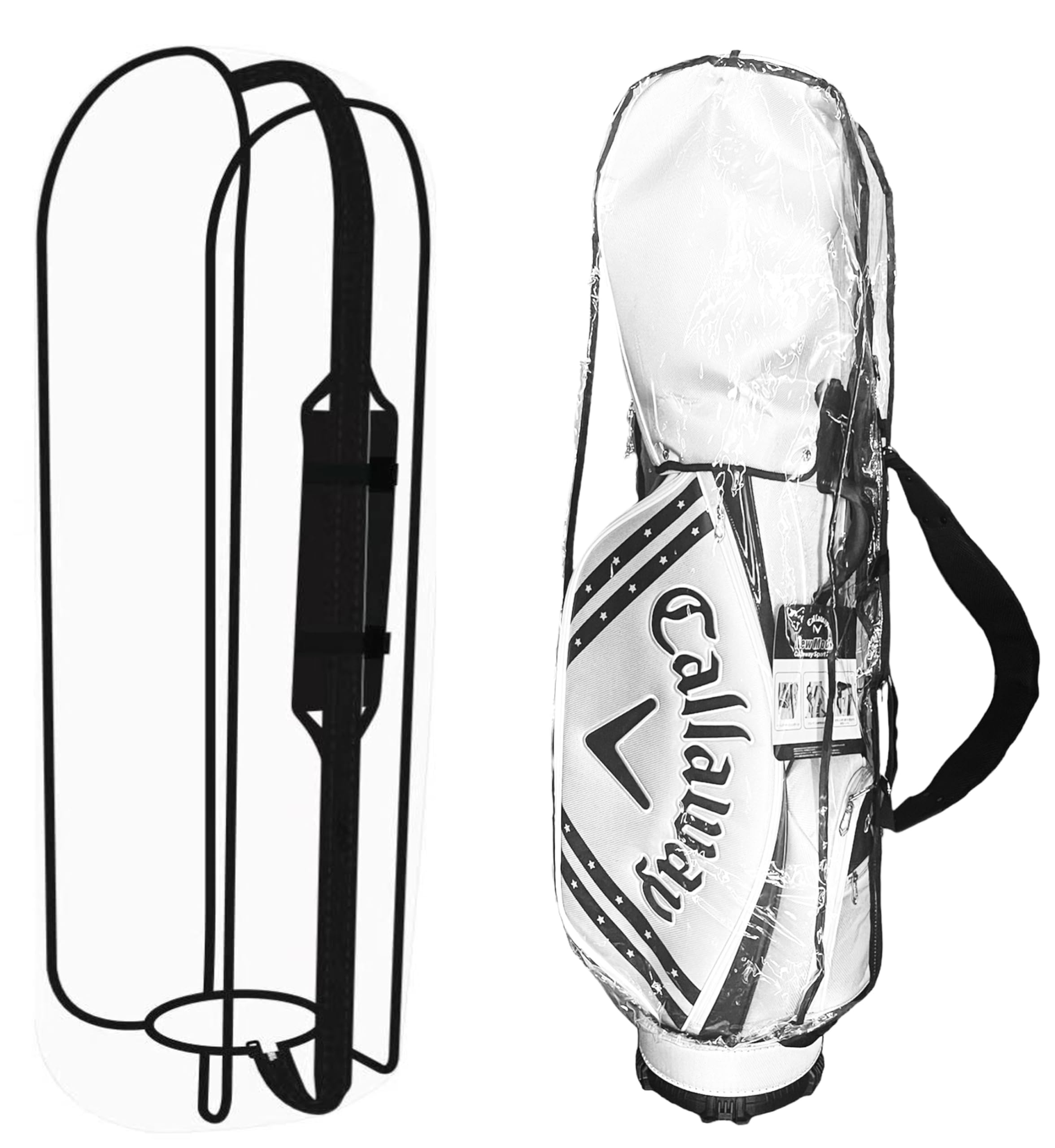 

(ДЖИНО) Прозрачный чехол для гольфа Skeleton Golf Caddy Bag Case Travel Cover со специальным чехлом [поддерживает до 9,5 дюймов 48 дюймов] Сумка для гольфа Muji Any Brand