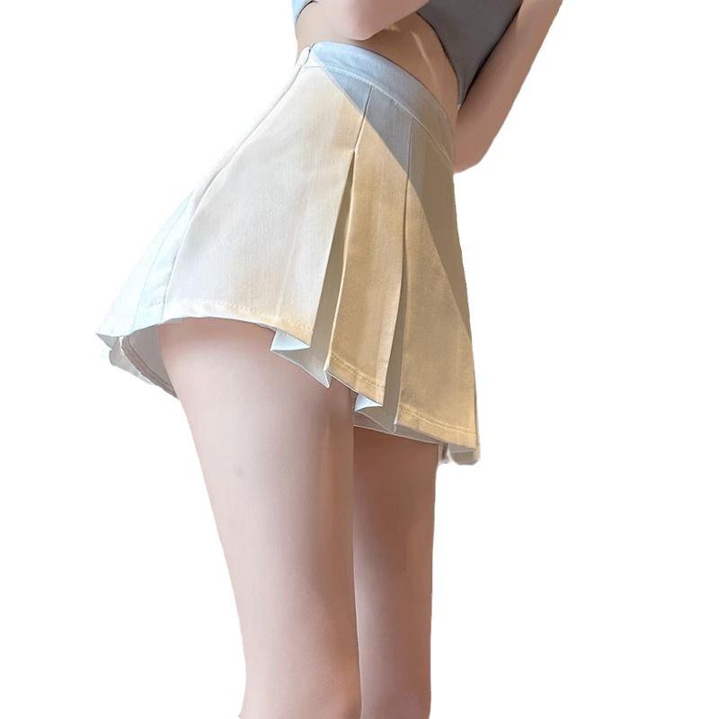 Women's High Waist Petite Black Pleated Mini Skirt - Summer 2024 A-line Spicy Girl Half Body Suit