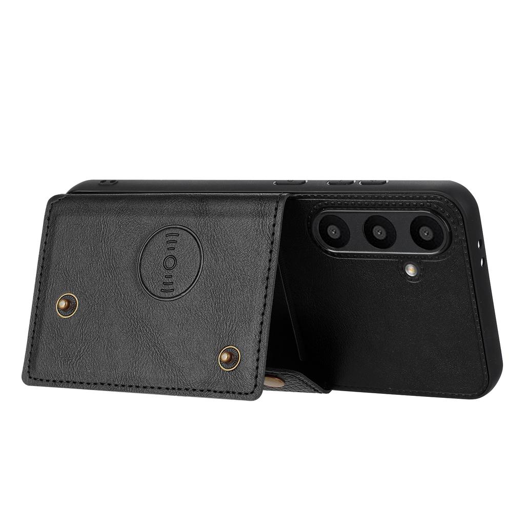 For Samsung Galaxy S24 FE Case Card Slots Kickstand Leather+TPU Phone Cover
