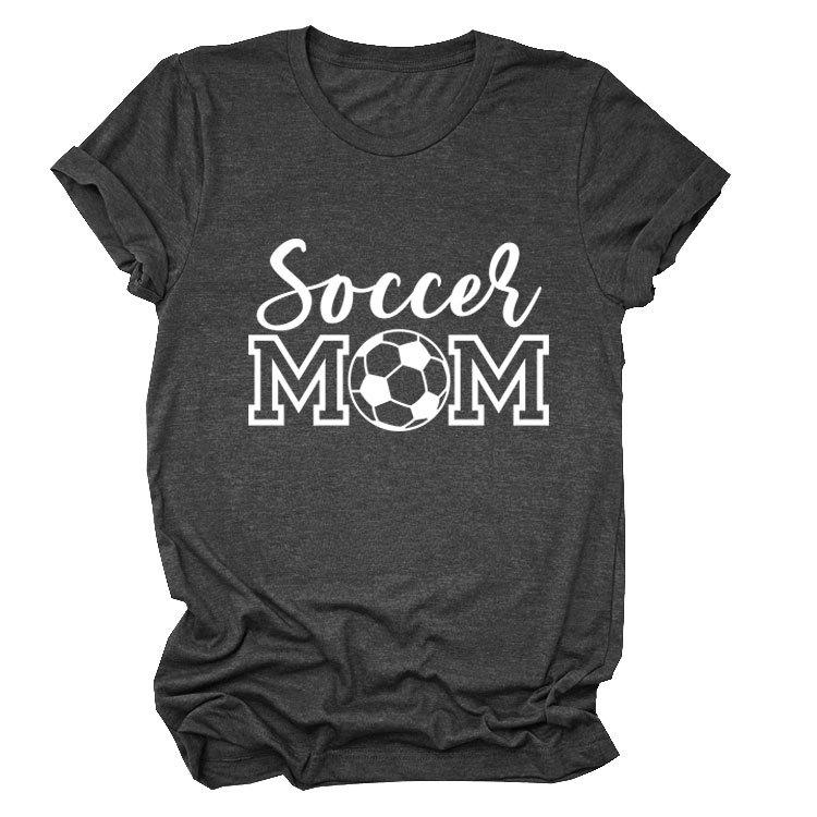 Soccer Mom European and American Crew Neck Women's Casual Loose Short-sleeved eBay Foreign Trade Spot Large Size Comfortable T-shirt