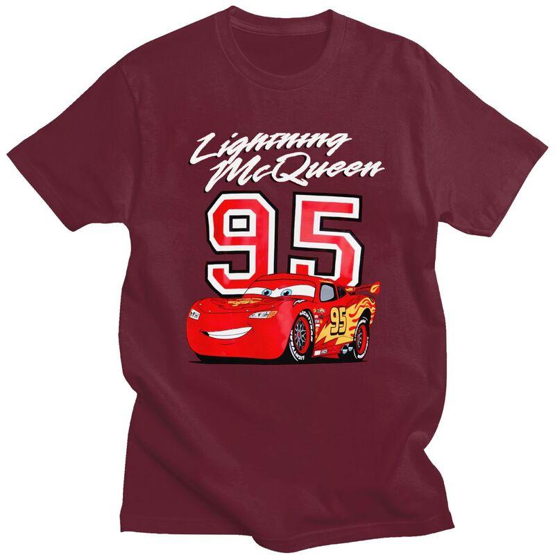 Custom Lightning McQueen T Shirt Men Tshirt Casual Tees Car Cartoon T-shirt Loose Fit Clothing Gift