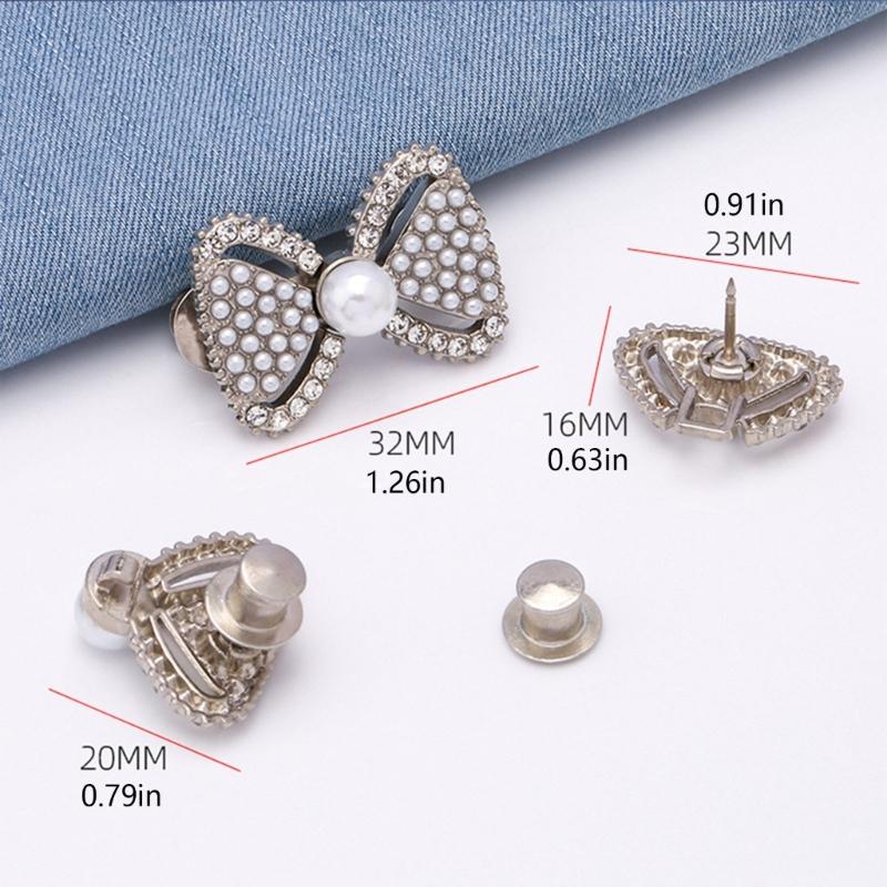 Pearls Bows Trousers Waist Tightener Detachable Jeans Waist Buckle Button Pins No Sewing Required Jeans Button Pin