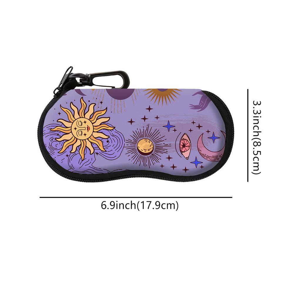 Celestial Galaxy Sunglasses Case, Soft Neoprene Glasses Bag With Carabiner, Portable Protective Eyeglass Pouch For Women Men