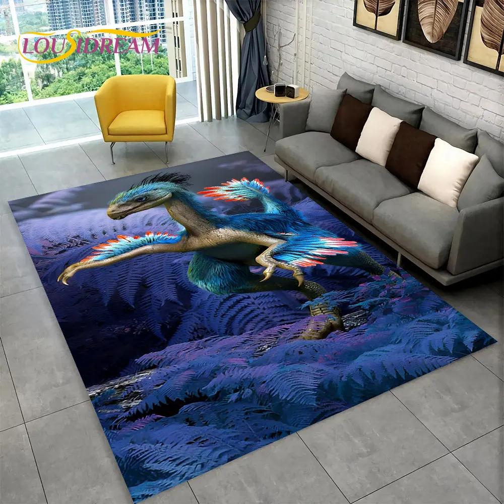 Koberec 3D vizuální iluze pro dinosaury,Koberec pro domácí obývací pokoj Ložnice Pohovka Herna Dekor rohožky,Kid protiskluzové podlahové rohože