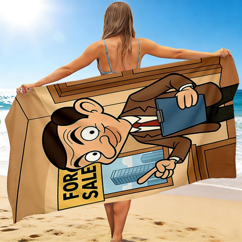 1Pc Mr Bean Property Beach Towel, Quick Dry, Multi-Use for Beach Pool Gym Yoga Home Travel, Christmas, Halloween, Xmas Gift M929409
