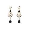 Black Stud Mandala Baroque Chic Pearl Teardrop Diamond Earrings