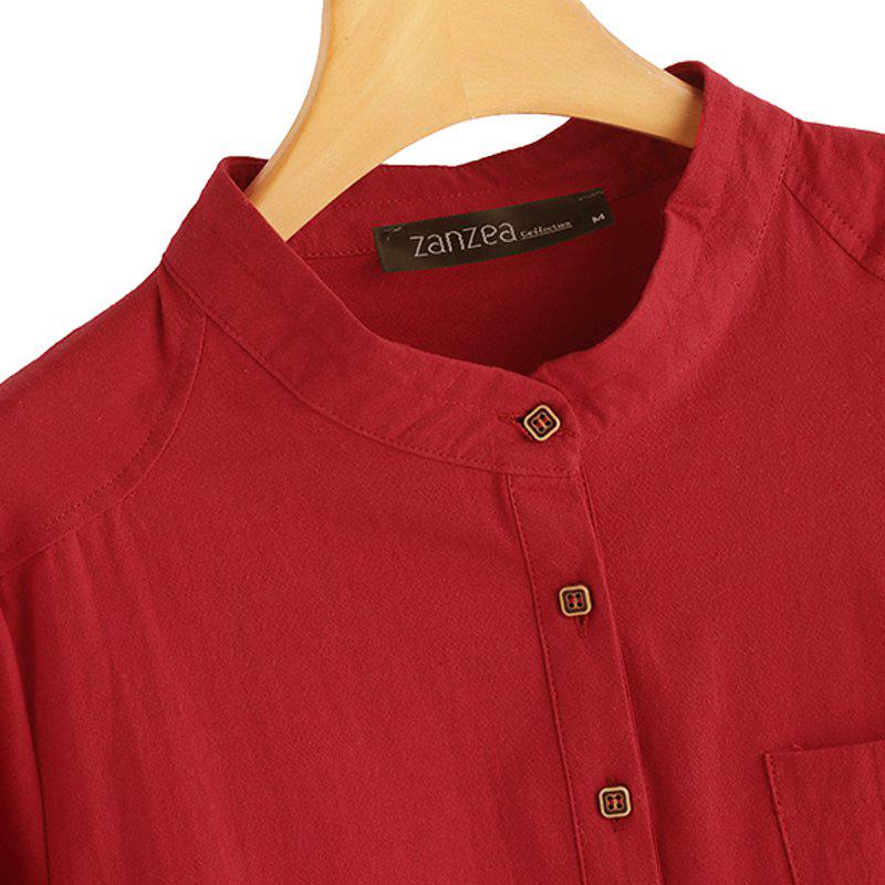 ZANZEA Винтажное женское длинное платье-рубашка с длинным рукавом и v-образным вырезом — фото 8