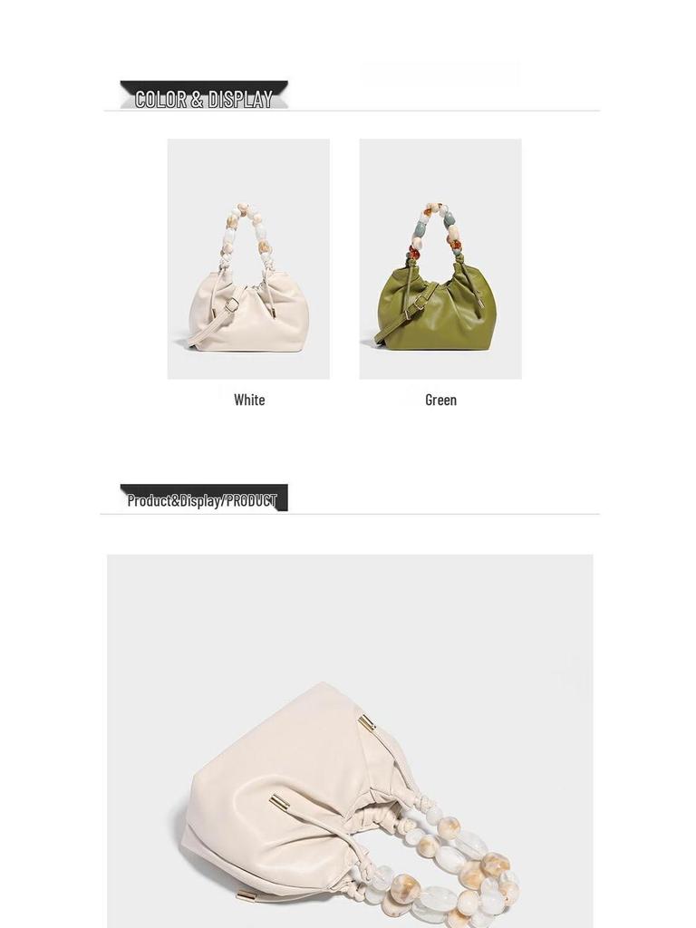 Women's 2025 Spring/Summer Pleated Chain Bucket Crossbody Bag