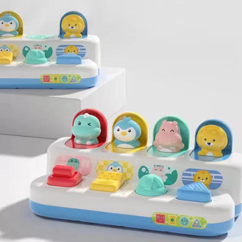 Hračky Vzdělávací Pop-up hračka Spínačová krabička Tlačítko Hra na schovávanou Jemná motorika Interaktivní zvířátko Schovávaná Montessori pro děti