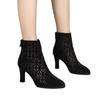 Spring and summer high heel single boots women's hollow mesh boots thick heel mesh cool boots Martin boots breathable mesh shoes pointed tip