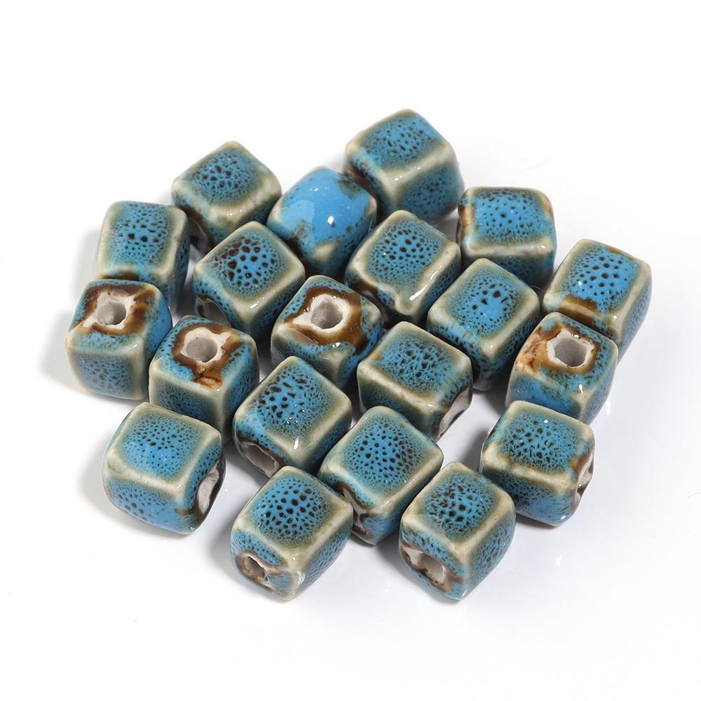 10pcs/lot Colorful Square Ceramic Beads Floral Glaze Porcelain Bead for DIY Bracelet Necklace Charms  Jewelry Making Supplies