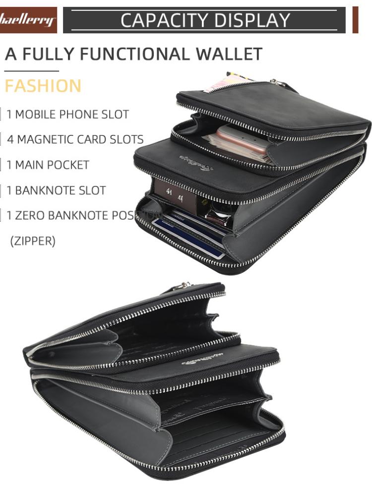Baellerry European and American Style Men's Vertical Shoulder Bag Large Capacity Cell Phone Bag Zipper Crossbody Bag Fashion Chest Bag