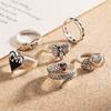 Elegant and Versatile Fashion Retro Snake Love Ring 6 Piece Set Snake-shaped Simple Ring Ring Popular Female Jewelry