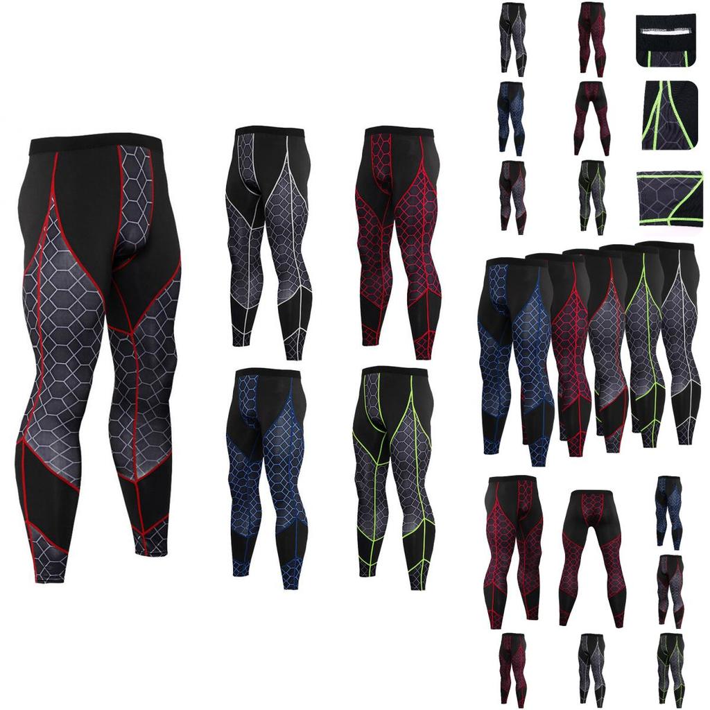 Men's Printed Spliced Fitness Pants Quick-drying Milk Silk Fabric Animal Pattern Suitable For All Seasons