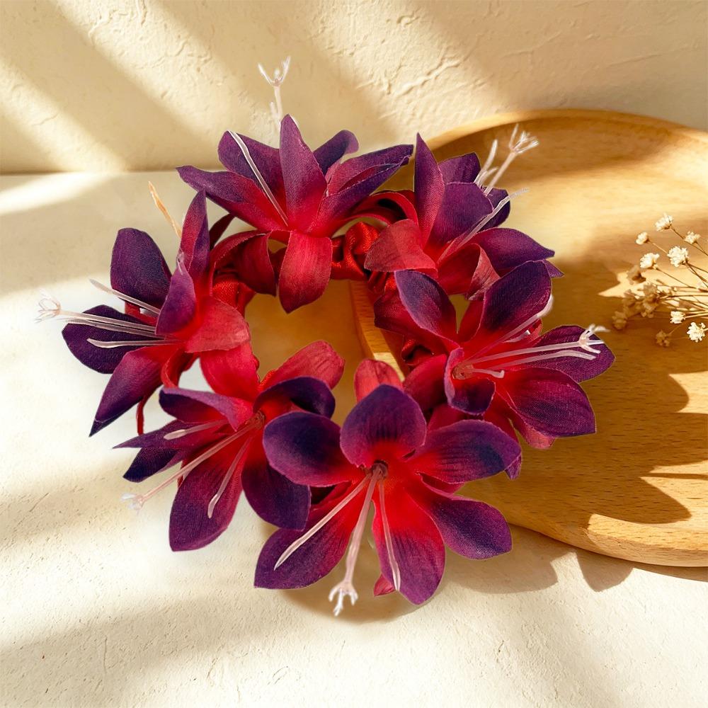 Elastic Floral Hair Tie Fabric Flower Hair Band Artificial Flower Hair Scrunchie Summer Vacation