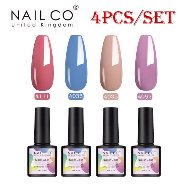 

NAILCO 4 шт./лот Гель-лак Soak Off УФ-гель лак полуперманентный дизайн ногтей гибридные лаки для маникюра верхнее покрытие базовое покрытие