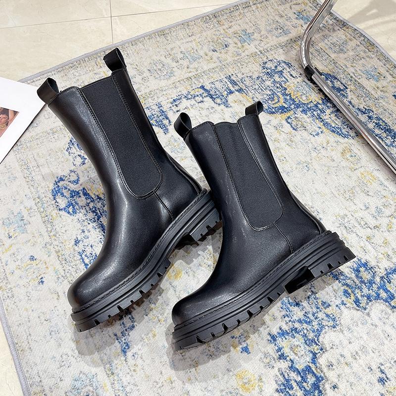 

Новые классические ботинки челси женские черные ботильоны ботильоны высокие из натуральной кожи на платформе короткие ботинки слипоны на резинке 40