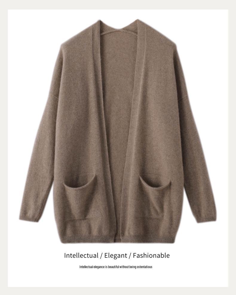 Autumn 2023 Women's Pure Wool Buttonless Cardigan Sweater