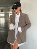 2025 European Cross-border Houndstooth Street Style Loose Retro Plaid Coat.