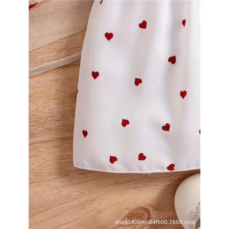 0-3 Years Old Girl Fashion Princess Dress Summer Children's Cute Heart-shaped Print Dress With Hat