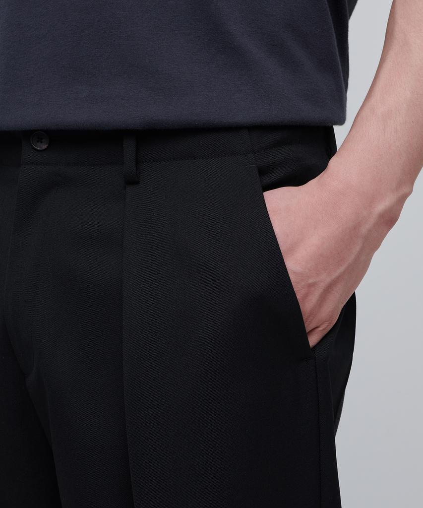 MUSINSA STANDARD Wool Blend Reverse Tuck Wide Slacks [Black]