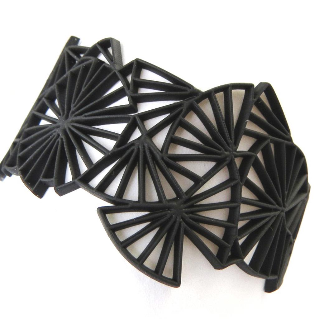 Les Trésors De Lily [P0686] - Black 'Batucada' Designer Bracelet (Origami)