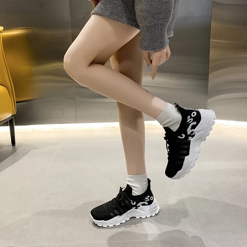 Fashion Women Sneakers All-match Light Flying-Woven Sport Running Shoes Cushion Gym Fashion Shoes Non Slip Casual Walking Tennis Shoes