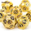 7 sztuk złote czarne koło zębate metalowe kostki solidny metalowy zestaw kości wielościennych nadaje się do odgrywania ról RPG gra planszowa gra karciana
