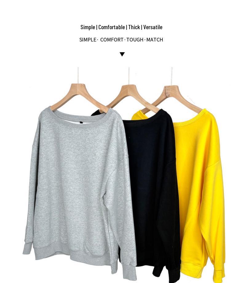 Dámská trendy mikina s přepadlými rameny - 2025 Huamian s kulatým výstřihem, 320g volný střih pulovr módní svrchní oděv