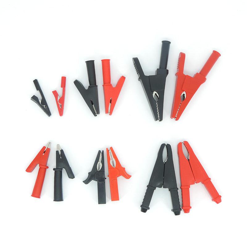 1pair 10/20/50A PVC Big Alligator Crocodile Clip Clamp Connector Socket Plug Handle Test Probe 4mm Banana Plug Electric Battery