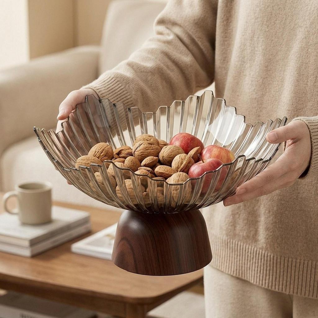 Elegant Fruit Bowl with Pedestal, Snack Storage, Decorative Tray, Serving Tray for Living