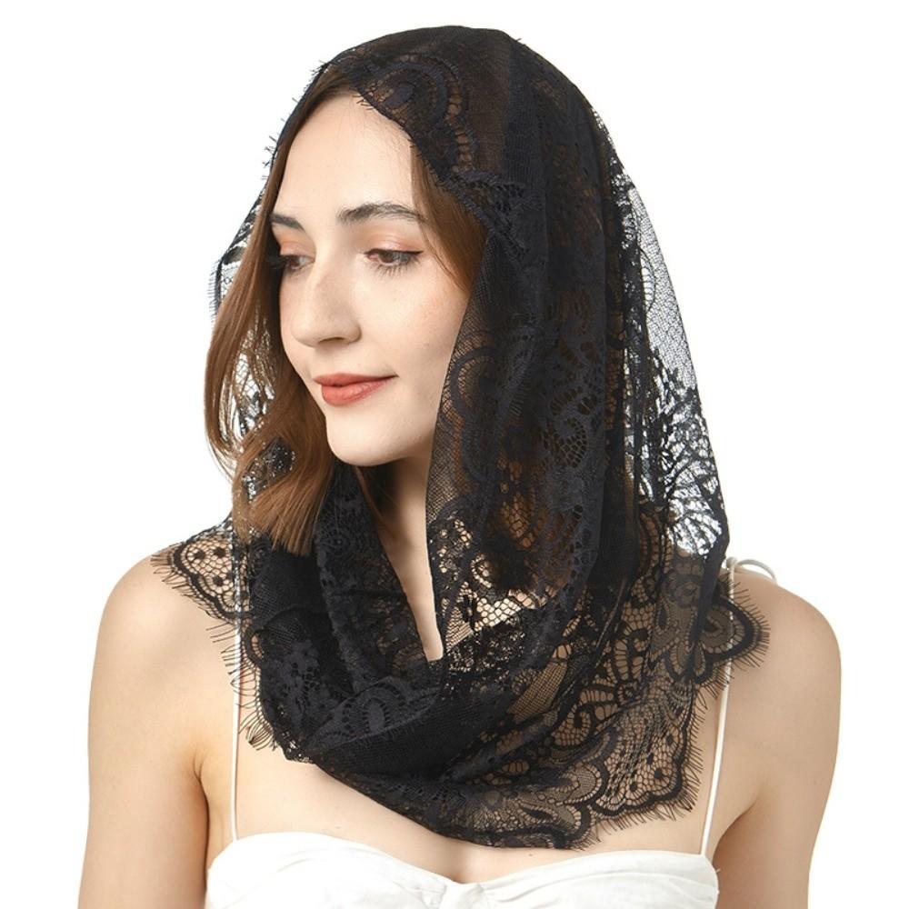 Catholic Bride Mantilla White Head Covering Elegant Lace Veil Women