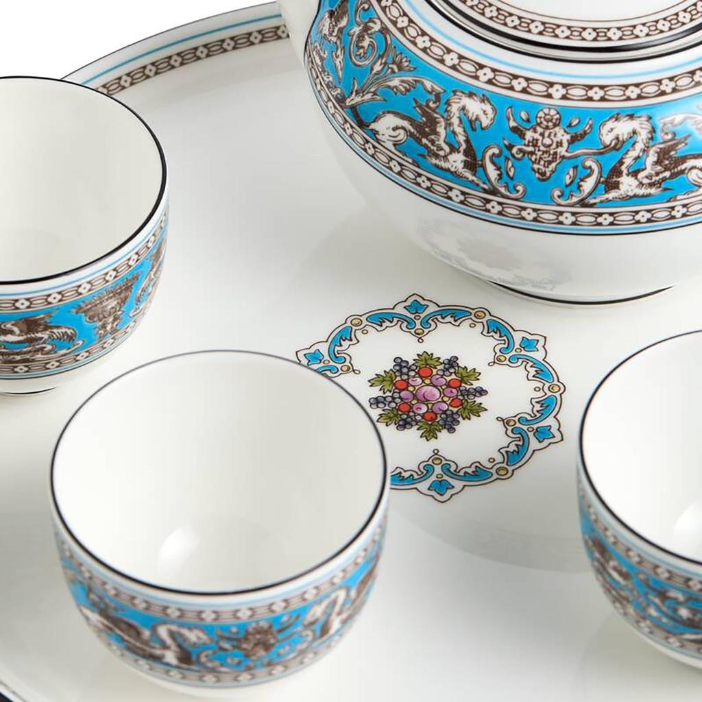 [Officially Imported] Wedgwood Florentine Turquoise Asian Tea Set, 6-Piece Set, Blue, Wedding Gift, 1069718