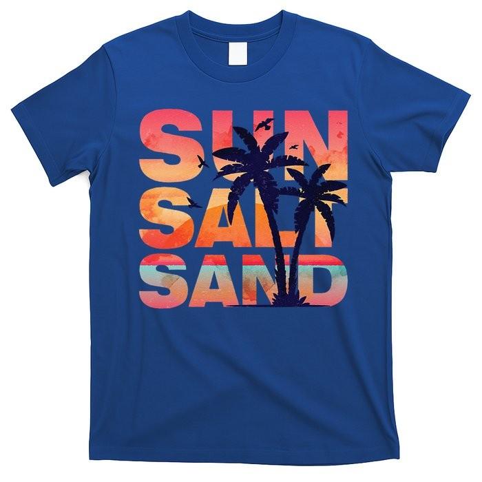 Sun Salt Sand Funny Beach Lover Summer Vacation Palm Tree T-Shirt Unisex