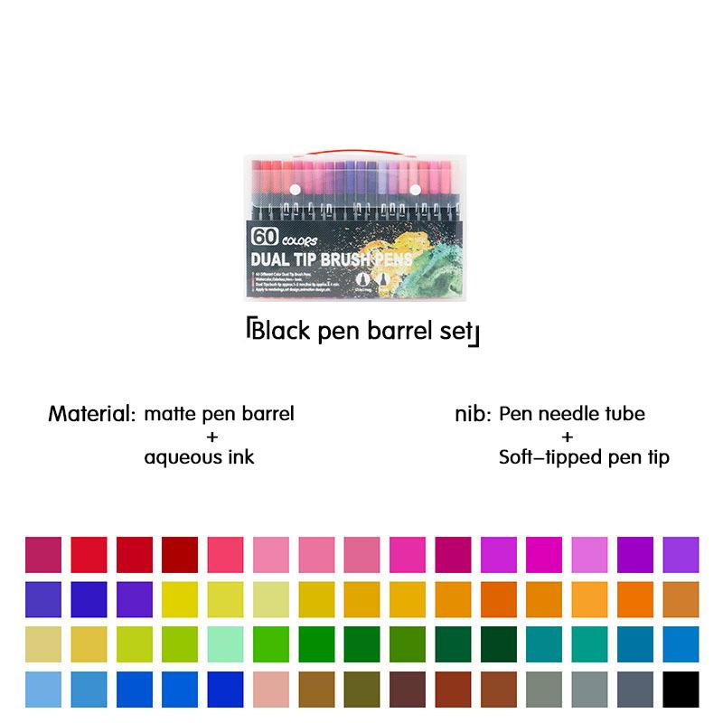 12-120 Colors Felt Tip Drawing Watercolor Art Markers Pen Dual Brush Fineliner Colouring Pen Set for Calligraphy Painting