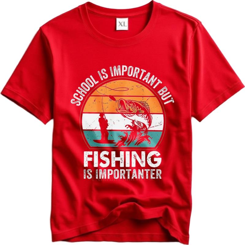 men brand tshirt Black summer Women t shirt School Is Important But Fishing Is Importanter Short Sleeve Printed ONeck tees