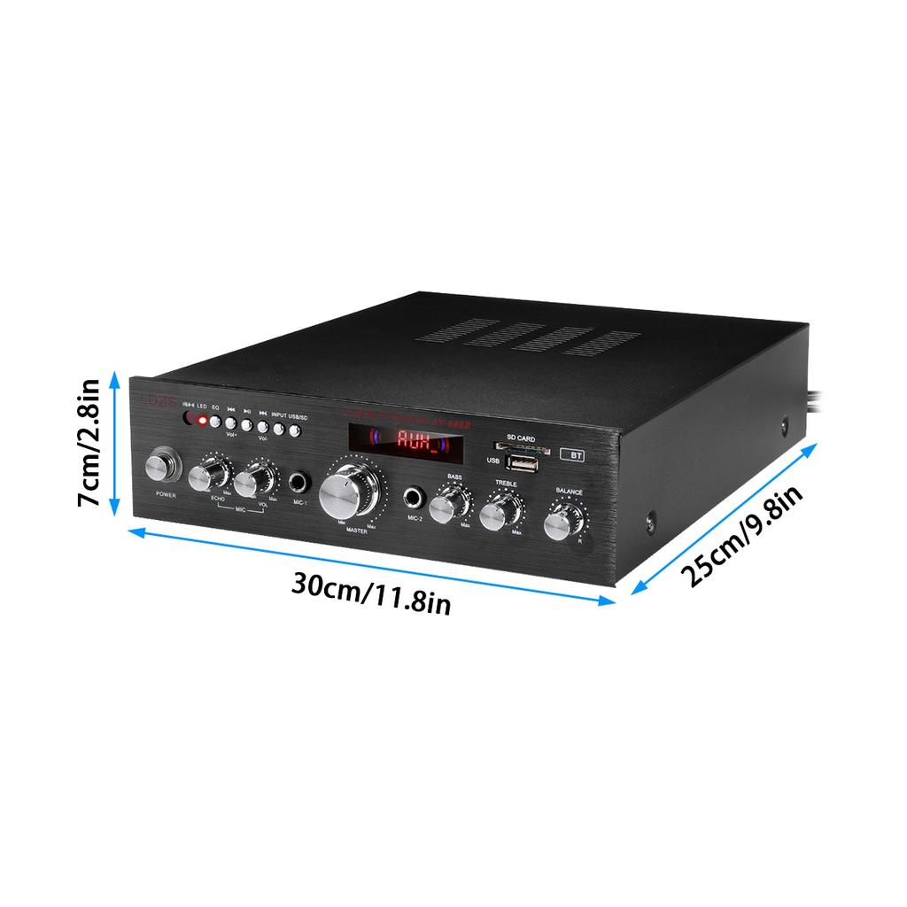 5CH Bluetooth Stereo Amplifier Hifi Audio Power Amp With Remote Control Support FM/USB Home Receiver Karaoke Car Music